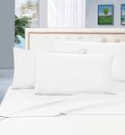 Celine Linen Wrinkle and Fade Resistant 1800 Thread Count Luxurious 4-Piece Bed Sheet Set, Deep Pocket up to 16 inches, Queen, White