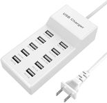 USB Charger Station 10 Port, 40W Desktop Multi Port USB Charger Hub 10 Port USB Charger for Multi Devices Compatible with iPhone/Huawei/LG/Google Pixel/Tablet/Other Devices.