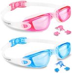 EverSport Kids Swim Goggles, Pack of 2 Swimming Goggles for Children Teens, Anti-Fog Anti-UV Youth Swim Glasses Leak Proof for Age4-16