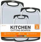 HOMWE Cutting Boards for Kitchen - Chopping Board 3-Pack w/Different Sizes and Non Slip Handles - Reversible, Large Cutting Board Set - Unique Gifts for Cooks Who Have Everything - Black