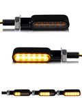 NTHREEAUTO Smoked Motorcycle Led Turn Signals Sequential Front Rear Mini Turn Signal Lights Universal Compatible with Harley Honda Yamaha BMW Triumph Suzuki Kawasaki Cruiser Touring - 2Pcs