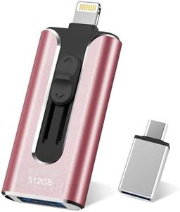 Phone Photo Stick,Phone Flash Drive,4 in 1 512G USB Drive for Phone iPad USB Stick,Phone Thumb Drive,Phone Photo Storage Phone Memory Stick for Phone/PC/iPad/More Devices(Pink