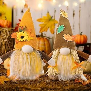 Vegena 2 Piezas Gnomos con Luz, Gnomos Navidad Gnomo Otoño Gnomo de Peluche para la Otoño Decoración de la Mesa del Hogar Navidad Thanksgiving