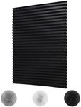 LUCKUP Temporary Blinds Cordless Blackout Pleated Fabric Shade Easy to Cut and Install, with 12 Clips (36"x64"- 6 Pack, Black)