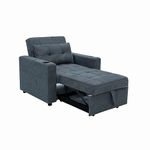 Panana Sofa Bed, 3 in 1 Single Armchair Recliner, Pull Out Sleeper with Drinks Cup Holder and Built-in USB Ports For Lving Room Bedroom Lounge Den, Gray Linen