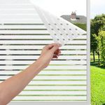 Window Film|Privacy Frosted Stripe Patterns Window Frosting Films|Window Tint|No Glue Static Cling Stained Glass Film UV Protection Self Adhesive Window Sticker for Home Office H HOME-MART(44.5*200cm)