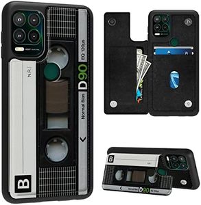 FUYOCWE Case for Motorola Moto G Stylus 5G 2021 Wallet Phone Case with Card Holder,Old Cassette Tape PU Leather Kickstand Card Slot Cover for Women Men (Dual Magnetic Clasp+RFID Blocking)