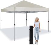 LANMOUNTAIN Pop Up Canopy Tent 8X8 FT,Easy Set-up Sade,Instant Shelter w/Canopy Cover,4 Ropes,Adjustable Straight Leg Heights Canopies,Outdoor Patio Tents for Parties,Commercial,Silver White