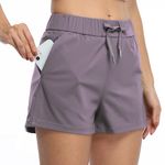 Willit Women's Shorts Athletic Running Shorts Yoga Lounge Active Shorts Comfy Lightweight with Pockets 2.5" Grayish Purple M