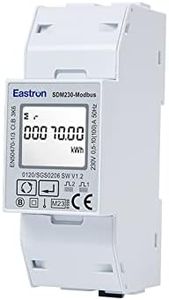 SDM230 Modbus RS485 Single Phase Energy Meter, Power Consumption Monitor, 100 Amp kWh, DIN Rail Power Meter, Modbus RS485 RTU with Backlight, MID Certified