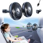 Nauttxon Car Fan for Back Seat [Comes with Car Charger] 360°Rotatable USB Car Seat Fan for Baby Rear Facing 3 Speeds Separate Control Car Fans for Backseat for Kids Car Cooling Fan for Vehicles SUV RV