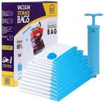 ABOUT SPACE 12 Pack Vacuum Bags for Travel with Hand Pump (3 Jumbo/3 Large/3 Medium/3 Small) Airtight, Reusable Space Saver Compression Storage Bags for Packing, Vaccine Sealer Bags with Ziplock