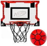 NERF Basketball Hoop Set - Pro Hoop Mini Hoop Set with Mini NERF Basketball - Steel Rim Great for Dunking - Over The Door Basketball Hoops