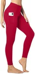 Heathyoga Women's Yoga Pants Leggings with Pockets for Women High Waist Yoga Pants with Pockets Workout Leggings Tights Ruby Red