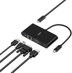 Belkin USB C Hub, 5-in-1 MultiPort Docking Station - USB C Docking Station for iPad, iPad Pro, iPad Mini & MacBook - 1000W USB-C Power Delivery Gigabit Ethernet, USB-A 3.0, VGA, 4K HDMI & USB-C