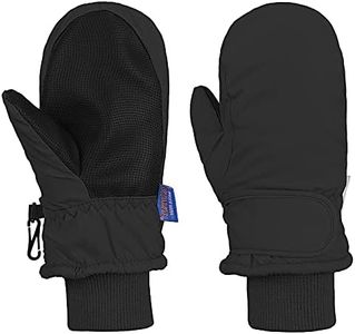 Toddler Mittens Snow Waterproof Gloves for Kids Boys Girls Winter Gloves Baby Warm Ski Mitten, Black, 4-6 Years