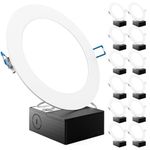 Sunco Lighting 12 Pack 6 Inch Slim Ultra-Thin Recessed Retrofit Kit LED Ceiling Light Fixture w/Junction Box 14 Watt (85W EQ) 4000K Kelvin Cool White 850LM, Dimmable, Junction Box or Can, Damp Area