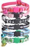 Bigqin 6 Pack Cat Collars with Bells, Adjustable Breakaway Cat Collars, Reflective Cat Collars for Girl Cats Male Cats Pet Supplies, 6 Colors