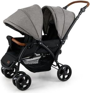 INFANS Double Stroller, Foldable Baby Tandem Stroller with Djustable Backrest Canopy Footrest, 5-Point Harness, Storage Basket, Convertible Compact Twin Stroller for Infants and Toddlers (Light Grey)