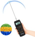 NEWTRY Moisture Meter Powder-Moisture Tester Range 0-100% Plastic Moisture Meter Resolution 0.1% & 0.01% with 9.6" Probe Portable Hay Moisture Meter for Plastics Rubber Silicone Resin Nylon Hay