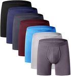 YOULEHE Men's Boxer Shorts Soft Bamboo Underwear Trunks Breathable Multipack (U017 (7 Pack - Long legs), L)