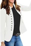luvamia Women Blazers Blazer for Women Fashion Casual Women Blazers for Work Casual Women's Blazers Casual Womens Casual Blazer Womens Button Blazer Brilliant White Size Large