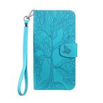 Norn for iPhone 6 Plus/6s Plus Phone Case,Tree of Life Embossed Folio Flip PU leather wallet case,with stand function,Magnetic Closure,shokproof Protective Cover Case with Card Slots,Blue