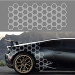 YOUNICE 48 Grids Car PVC Honeycomb Graphics Stickers Auto Decor Tuning Glossy Car Decals for Car Side Body DIY Car Body Sticker (White)