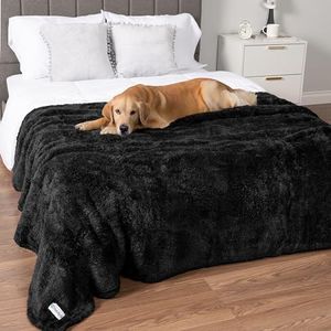 PetAmi Dog Blanket for Large Dogs Black, Fluffy Soft Puppy Blanket, Sherpa Fleece Cat Blanket for Kitten, Calming Pet Blanket Throw for Bed Washable Sofa Couch Cover, X-Large 60x80