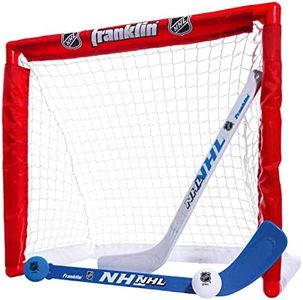 Franklin Sports NHL Kids Mini Hockey Set - Includes 1 Knee Hockey Goal - 2 Mini Hockey Sticks + 2 Foam Balls - Indoor Toy Mini Hockey Goal + Sticks Set,Red