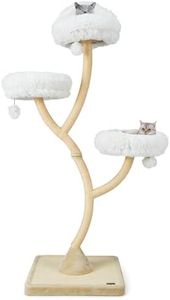 Costway Modern Cat Tree, 178 cm Multi-Level Cat Activity Center w/ 3 Warm Perches, 3 Jingling Balls, Sisal Scratching Posts & Board, Aesthetic Cat Tower w/Curved Metal Frame (Beige)