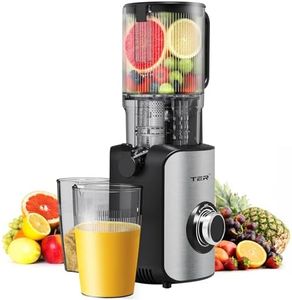 Juicer Machines, TER Cold Press Juicer with 4.72'' Wide Chute, Stainless Steel Slow Masticating for Vegetables & Fruits, High Juice Yield, Easy to Clean, Includes 2 Cups, Silver
