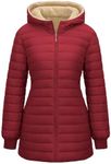 RITOSTA Women's Long Coats Winter Puffer Jackets Ladies Quilted Padded Outdoor Down Jacket Fleece Lined Outdoor Warm Parka Zip Up Hoodies Casual Long Sleeve Outwear with Pockets Hooded (Red,M)