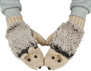 Winter Gloves Mittens Like Lovely Hedgehog For Women, Beige