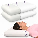 MY ARMOR Memory Foam Pillows Set of 2, Orthopedic Pillows for Neck Pain Relief, Combo of Queen Size Pillows (22x14x4.5 Inches) Without Cover, White