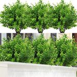 Dremisland 6 Pack Artificial Plants Faux Boxwood Shrubs UV Resistant Fake Stems Plants Lifelike Fake Greenery Foliage for Garden Patio Yard Office Farmhouse Indoor and Outdoor Decor (Boxwood-6PCS)