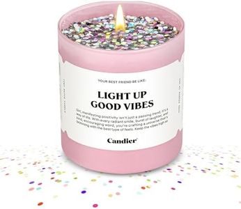Light Up Good Vibes Candle, Scented Soy Candle with 60+ Hours Burn Time, Vegan-Friendly Pink Candle for Any Occasion, Candles for Women & Men - Candier