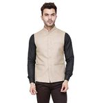 Badoliya & Sons Men's Designer Jute Nehru Jacket/Waist Coat (Beige)