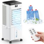 Portable Air Conditioner with Auto Oscillation,Powerful Cooling Portable AC Unit,1-12H Timer, 10L Removable Water Tank,4 Ice Boxes, Remote Control, Touch Display, Air Cooler For Home(White)