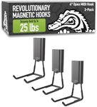 GATOR MAGNETICS MIDI 4 in Open Hooks, 25 lb Heavy Duty Magnetic Hooks for Steel Surfaces, Patented Easy-Release, Non-Slip Grip – Storage & Organization, Garage, Shed, Home, Cleaning Tools - 3 Pack