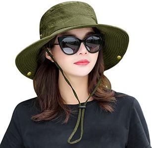 HUAMULAN Wide Brim Sun Hat for Men and Women,Floppy Summer UV Bucket Hats Mesh Ventilated Outdoor Fishing Hiking Gardening Beach Lawn,Army Green