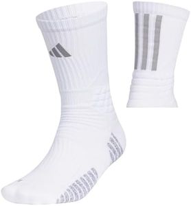 adidas Select Basketball Crew Socks (1-Pair), White/Light Onix Grey, Large