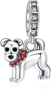 LaMenars Dog Dangle Charms in argento 925 per bracciali e collane da donna Ciondolo pendente per Natale San Valentino Regali per la festa della mamma per le ragazze