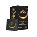 SKYN Original Condoms Pack of 40 SKYNFEEL Latex Free Condoms for Men, Regular Size Condoms, Strong & Thin Condoms, Smooth Straight Shape, Lubricated, 53mm Wide