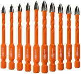 BGTEC Cemented Carbide Drill Bits -10pcs Quick-fit Shank 5MM*5+6MM*5MM Cross Spiral Hard Alloy Drill Bit for Wood Plastic Masonry Ceramic Tile Concrete Marble