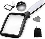 Nazano Rectangular Magnifying Glass with Light Magnifier Large Foldable Handheld 5 LED, 2 Dimming Modes, 3X Reading for Seniors Low Vision Books Pages Magazines Newspapers Maps Jewelry