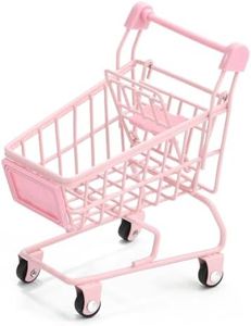 Mini Supermarket Handcart, Mini Shopping Cart Supermarket Handcart Shopping Utility Cart Mode Desk Storage Toy Holder(Pink)