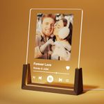 LUCKOR Personalized Anniversary Spotify Plaque Gifts for Boyfriend Girlfriend, Customized LED Walnut Frame with Photos for Couple Men Women, Custom Unique Birthday Gifts for Her Him Friends