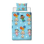 CoComelon Official Single Duvet Cover Friends Design | Blue Reversible 2 Sided Bedding Duvet Cover with Matching Pillow Case