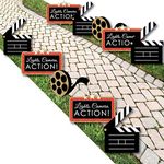 Red Carpet Hollywood - Clapboard and Film Reel Lawn Decorations - Outdoor Movie Night Party Yard Decorations - 10 Piece